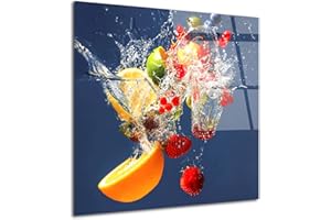 DECLINA Tableau plexiglass design, tableau verre acrylique, décoration murale, photo sur plexi, Cadre plexiglass carré déco de fruits, 80x80 cm