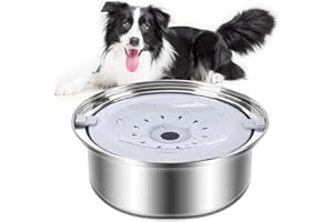 FACAIO Ciotola Acqua Cane Antigoccia, Ciotola Acqua Cane Acciaio Inox, Ciotola Galleggiante per Cani, Dispenser per l'acqua dell'animale, Anti-soffoco (2L)