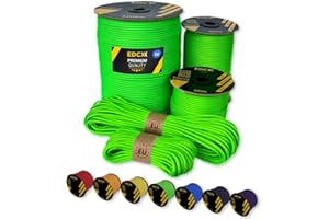 EdcX Paracord 4mm, 35+ Colori Solidi (15m, 30m, 50m, 100m, 300m) | Ideale per Campeggio, Sopravvivenza, attività all'aperto | Corda 100% Nylon 4 mm| Corda Tattica 550 Tipo III (Neon Green, 15 m)