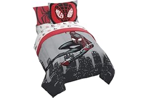 Jay Franco Marvel Miles Morales New Kid 5 Piece Twin Bed Set - Includes Comforter & Sheet Set Bedding - Super Soft Fade Resistant Microfiber (Official Marvel Product)