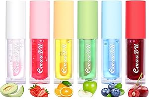 Mrettick Hydrating Lip Glow Oil 6 Pack Moisturizing Lip Balm Fruit-Flavored Lip Gloss Set Lip Care Kit