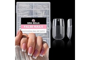 UNA GELLA Tips für Gelnägel Kurze Square, 504 Stück 12 Größen Vorgeformte Soft Gel Nagelspitzen, Full Cover Press On Nail Tips für Nagelverlängerung & DIY Nagelstudio zu Hause