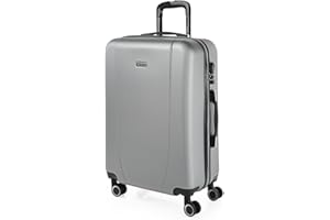 ITACA - Maleta Mediana con 4 Ruedas Giratorias para Viajes Largos Tipo Trolley Ideal como Maletas de Viaje Grandes 23 Kilos y Maleta Viaje Mediana Resistentes, Plata