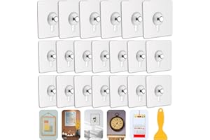 Haoh Lot de 20 Adhesif Accroche Tableau Sans Percer, Attache Cadre Adhésif Crochets pour Accroche Cadres Photo, Art Mural, Décoratives, Sans Trou