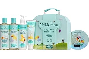 Childs Farm Baby Gifting Suitcase Baby Wash Bubble Bath Baby Moisturiser Nappy Cream Suitable for Newborns Sensitive Skin, clear