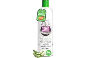 VIVITAALOE ALOE VERA PURO GEL Hecho 100% en Canarias | Procesado en Frío | Hidrata y Calma la Piel y Pelo | Natural + Vegano | Aftersun, Depilación, Afeitado y Quemaduras (500m)