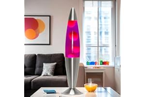 LICHT-ERLEBNISSE Lampa lawa czerwono-fioletowa, srebrna, lampa lawa, 42 cm wysokości, G9, żarówka w zestawie, uspokajająca, relaksująca, nastrojowa, prezent, lampa stołowa retro, JENNY