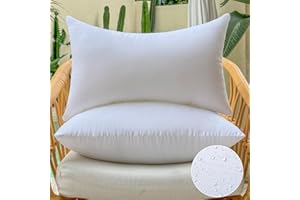 OTPIPCS 30 x 50 Outdoor Cushion Insert Pack of 2 Lumbar 12 x 20 Inches Throw Pillow Inserts Waterproof for Couch Porch Outside Patio Furniture Decorative Cushions White Rectangle Sofa Cushion Stuffer