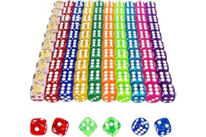 NOKDAL 100 Pezzi Set Dadi da Gioco Professionali Dadi 6 Facce Dadi Gioco 12mm Dadi Colorati Trasparenti Dado Gioco Dadi Didattici Set di Dadi Poliedrici per Giochi da Tavolo,Giochi Matematici