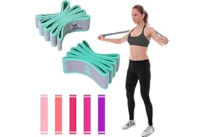 RCIDOS 2 fasce elastiche di resistenza yoga + 5 elastici palestra gambe combo set per bambini, adulti, uomini e donne Per pilates, stretching, danza e tutti i tipi di allenamento fitness.