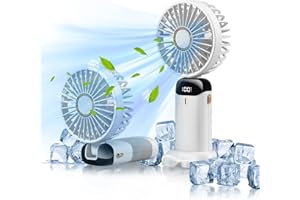 mebiusyhc Mini ventilateur portable personnel à suspendre à 90° réglable rechargeable par USB 4000 mAh 5 vitesses pour la maison,le bureau,les voyages,l'extérieur,l'école (Blanc)