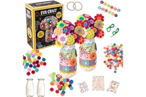 HTI Fun Craft Craft - Kit di fiori per bambini | Oltre 300 pezzi per creare il proprio bouquet di fiori con bottoni e fiori in feltro fai da te vaso