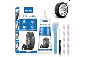 WEILAOK Mastice per Riparazione Pneumatici, Colla Riparazione Gomme, Ripara Gomme Auto, Kit Riparazione Gomme Auto Riparazione Rapida di Crepe e Buchi Nei Pneumatici per Auto, 60ml