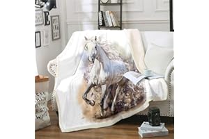 Homemissing Coperta in pile sherpa 3D con cavalli al galoppo, coperta in peluche perper letto matrimoniale
