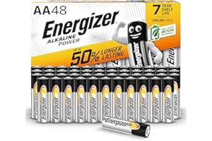 Energizer Alkaline Power - Pilas AA (Paquete de 48) - 1,5V Baterías Alcalinas - para Aparatos Domésticos y Electrónicos - Embalaje 100% reciclable - 7 años de Vida útil [Exclusivo en Amazon]