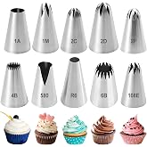 10 Pieces Decorative Nozzles, Professional Large Pastry Nozzles | Reusable Stainless Steel Pastry Sleeve Nozzle Tips Cake Dec