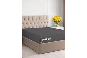 ‎CGK UNLIMITED Spannbettlaken 180x200cm - Extra Tiefes Spannbetttuch für Matratzen bis 40 cm (16") Höhe - Weiche Gebürstete Mikrofaser - Knitterfrei, Schrumpf- & Farbbeständig - Oeko-TEX - Dunkelgrau Bettlaken