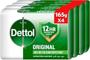 Dettol Original Bathing Soap, Pine Scent, 165g x 4