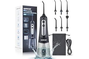 Water Flosser for Teeth Cordless, INSMART Electric Water Dental Pick Portable Oral Irrigator 4 Modes & 6 Jet Tips, 300ML Water Jet Tooth Cleaner Gentle on Gums, Removes Plaque & Food Particles, Black