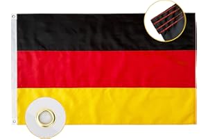 Qanmua Deutschland Flagge 90 x 150 cm, 210D Nylon 160g/m² Durable Nationalflagge Bundes und Deutschland Fahne mit Messingösen, Deutsche Flagge mit Genähten Streifen für Innen und Außen