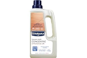 STARWAX - Savon Noir Concentré à l'Huile de Lin Pour Sols Intérieurs - Nettoie, Nourrit et Protège - 99% d'Ingrédients d'Origine Naturelle - Fabriqué en France - 1 L - 50m²