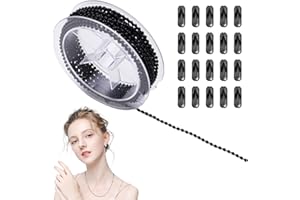 YUEJIESELECTED Chaine a Bille,Chainette Acier Inoxydable 5m Longueur avec 20 Connecteurs de Chaîne à Billes, 2,4 mm Diamètre pour Fabrication de Bijoux,Colliers,d'Extension Perlée Chaine,Chaîne à Rouleaux (Noir)