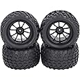 BROLEO 12mm Hex RC Wheels and Tires, 4pcs 1/10 RC Truck Tires Wheel, RC Car Rubber Tires & 10 Spokes Wheel Rim, Off Road Tires for Axial, for Hsp, for Redcat, for Hpi RC Car Trucks