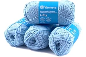 Yarntastic 50g x 4 Balls in a Pack, 4 Ply Cotton Acrylic Blended Yarn, 43 Colour Choices; for Knitting, Crochet, Amigurumi, Turfing; for Baby Blanket, Clothing and Many Other Projects (Blue 54)