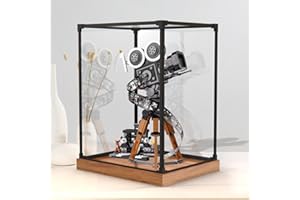 RNNTK Transparent Acrylic Display Case 2mm Thickness with Base Dustproof Clear Display Box Showcase for Lego 43230 Walt Camera,Acrylic Display Box Durable Display Case (Only Display Case) (B)