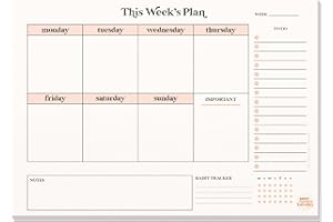 A4 Weekly Planner Pad - Minimal Aesthetic Design, 52 Tear-away Pages - With Habit Tracker, To Do List, Important Notes - 100% Recycled and Recyclable Paper - UK Made - Good Tuesday