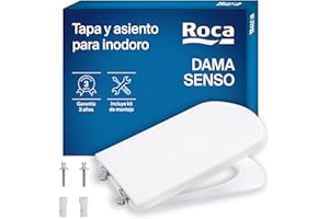 Roca Dama Senso - Tapa y asiento para inodoro, tapadera de WC original con ajuste perfecto, recambio de tapa de váter resistente, blanco, A801511004