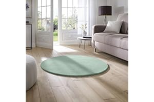 ‎TARACARPET Taracarpet Supersoft kurzflor Teppich Fiona Wohnzimmer Schlafzimmer Kinderzimmer Flur Läufer waschbar rutschfest Uni Mint 080 cm rund