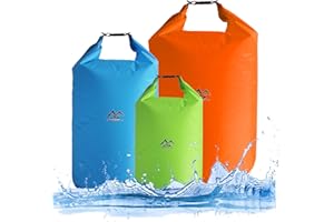 SADODO Waterproof Dry Bag Set,Pack of 3PCS 5L 10L 20L Ultralight Camp Canoe Bags Sacks,for Kayaking Camping Hiking Traveling Boating Water Sports