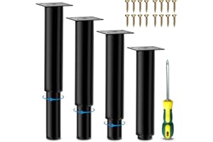 4pcs Universel Pieds sans Perçage en Metal, 18-31cm Hauteur, pour Meubles Réglables, Cuisine, Sommier à Lattes, Lit à Visser, armoire, Table Basse, Canapé Jambe Table (20-35cm)