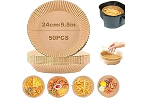 YongHang Papier de cuisson pour friteuse air 24 cm XXL Airfryer Papier parchemin jetable antiadhésif Rond Compatible avec friteuses air chaud, poêles frire, cuiseurs vapeur, fours micro-ondes (50)
