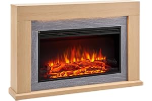FLAMME Madura Fireplace with 47'' surround with 2kW Fireplace Heater Natural Oak Multiple Colours Available