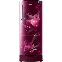 Samsung 192 L 4 Star Inverter Direct Cool Single Door Refrigerator(RR20T182XR8/HL, Blooming Saffron Red, Base Stand with…
