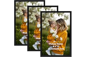 Vasemouh Cornice 20x30, Portafoto da Tavolo o Parete, Perfetto per Casa Ufficio, Cornice Nera PVC, Set da 3 Pezzi