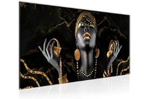 Runa Art Quadri Moderni African Beauty L'immagine Tela Non Tessuta Soggiorno Corridoio Oro nero Beauty 045412b