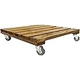 Heavy Duty Extra Large Wooden Square Plant Pot Caddy - Pot Stand with Wheels 50cm x 50cm – Wood Flower Mover Trolley on Caster