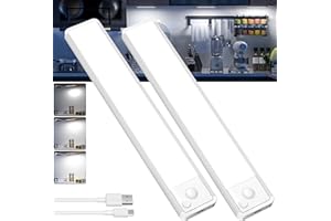 GWULC Under Cabinet Kitchen Lights LED - Cupboard Light Motion Sensor Indoor Rechargeable Strip Wireless USB Powered Magneti Battery Operated for Stairs Wardrobe Hallway Garage Bed
