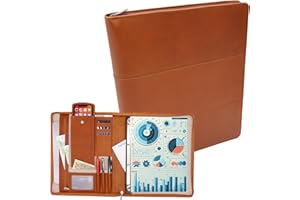 SAFEKEEPERS Teczka konferencyjna A4, skórzana teczka konferencyjna A4 z zamkiem błyskawicznym, teczka na dokumenty A4, skórzana segregator, teczka robocza ze skóry, prezent dla niego, jasnobrązowa