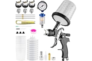 KCNKCN HVLP Luftsprutpistol, premiumkit med 1,4/1,7/2,0 mm munstycken och lufttrycksregulator och 10 stycken 650 ml blandning