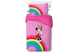 Jay Franco Disney Minnie Mouse Rainbow 100% cotone 3 pezzi set di biancheria da letto singolo – Include copripiumino, lenzuolo con angoli e federa