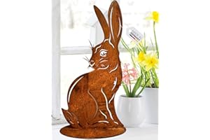 ‎TERMA Terma Stahldesign Rost Osterhase XXL 50 cm Handmade Germany Osterdeko für draußen und drinnen Gartendeko Frühling Rost Metall Deko Ostern Hase
