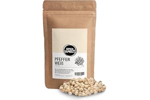 Spicy Welt Pepe Bianco Intero (100g) - Grani di Pepe Bianco Selezionati – per Salse Bianche, Pesce & Patate | Pungente, Terroso & Aromatico | 100% Naturali & Senza Additivi