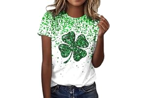 LAJIAOMIAN 2024 St Patricks Day T Shirt for Women Casual Round Neck St. Patrick's Day Printed T-Shirt Short Sleeve Tops Blouse Baggy Green Tee Shirts Ireland Irish Printed Summer Tops