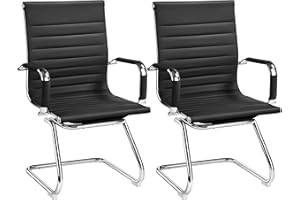 ‎YAHEETECH Yaheetech Besucherstuhl Konferenzstühle freischwinger stühle mit armlehne Bürostühle Esszimmerstuhl 2 Stück für Konferenz-Raum/Wartezimmer/Büro/Esszimmer Schwarz