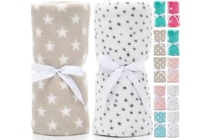 LeerKing Kocyk dziecięcy unisex 2-pak chłopcy dziewczynki przytulny kocyk kocyk do raczkowania pościel dziecięca wózek puszysty dla noworodków miękki kocyk 150cmx100cm Szary+Biały