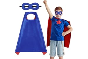 AUYAO Kids Cape Double-Sided Dual-Color Cape, Party Costume Cloak Mask Set Outfits with 1 Pc Felt Mask, Theme Masquerade Cosplay Reversible Cloak Dressing up Halloween Christmas Birthday for Boy Girl